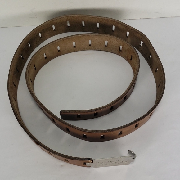 MAISON MARTIN MARGIELA TAN LEATHER CUT OUT DETAIL BELT NUMERIC SILVER BUCKLE 105 - Picture 6 of 15